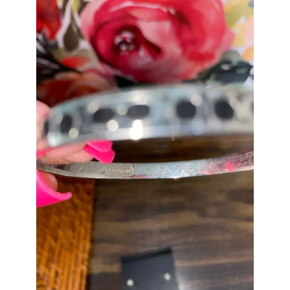 Coach Jewelry Set Bundle Lot Earrings NWT Signature Bangle Bracelet Black Silver - Picture 9 of 11